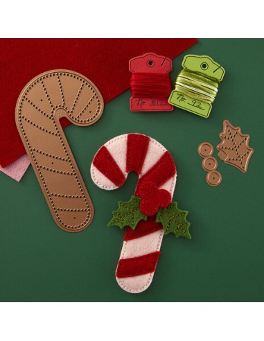 Felt Candy Cane Etched Dies
