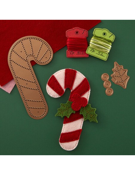 Felt Candy Cane Etched Dies
