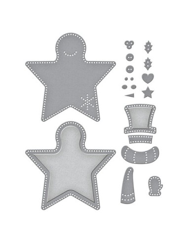 Felt Snowman Star Etched Dies