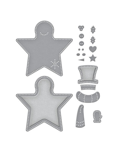 Felt Snowman Star Etched Dies