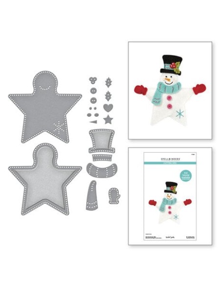 Felt Snowman Star Etched Dies