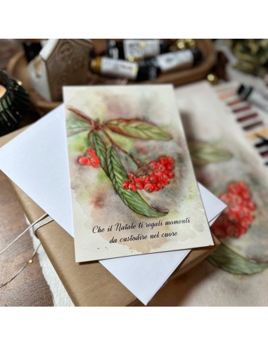 cartolina natalizia "Bacche rosse d’autunno"